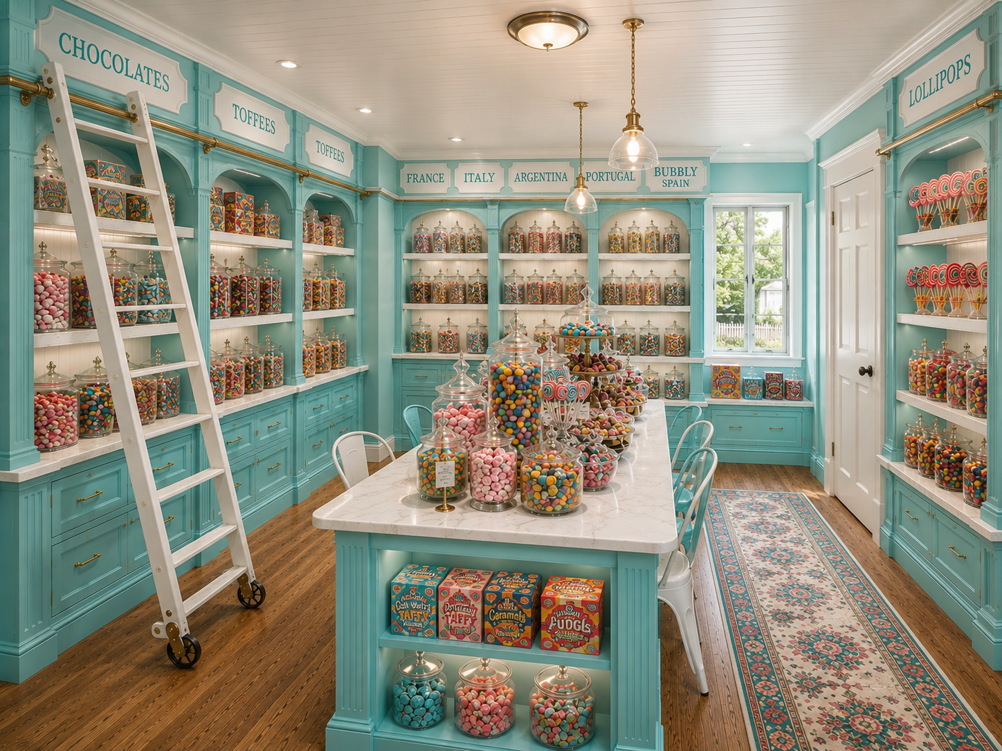 Colorful vintage candy jars